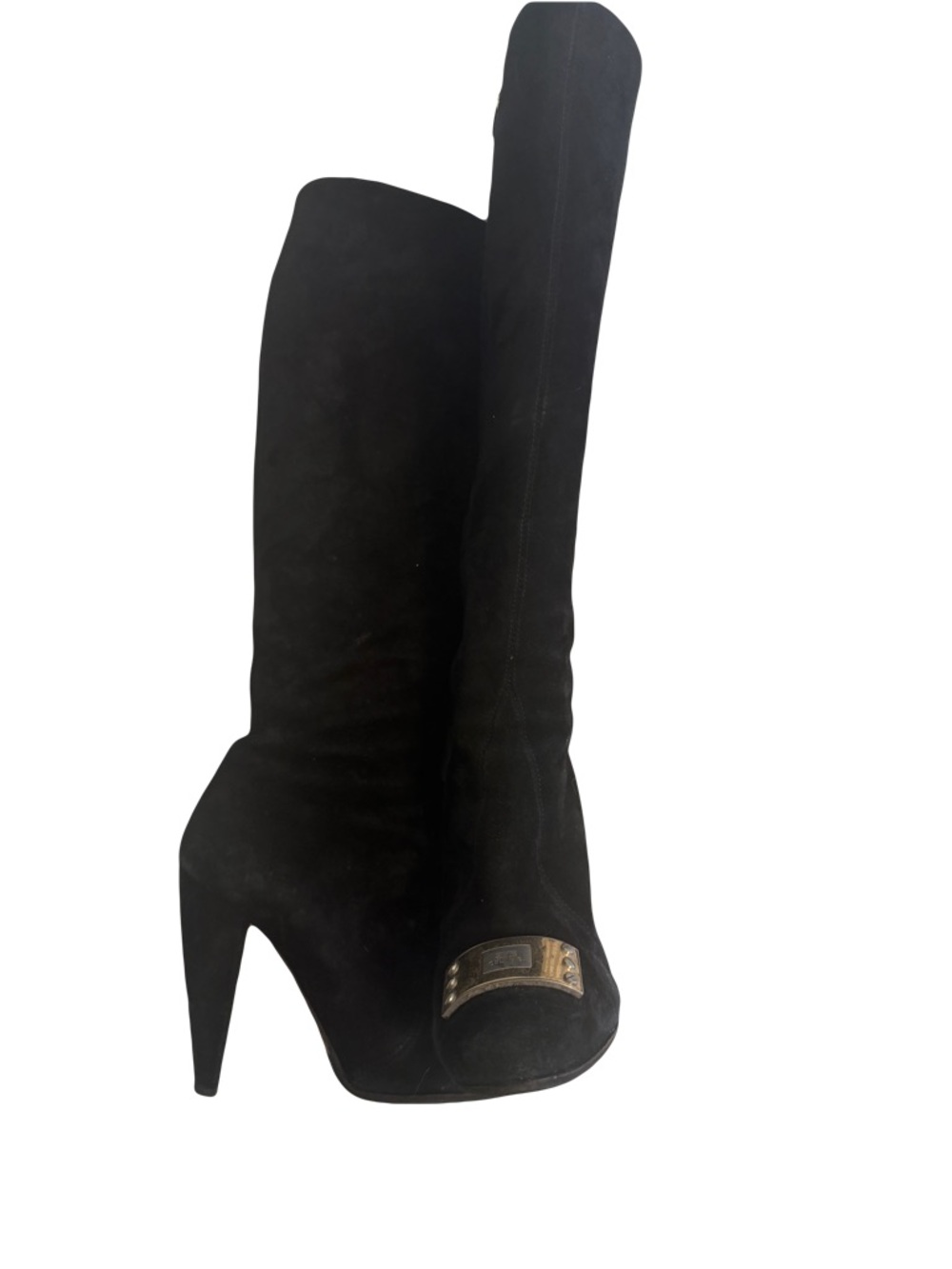 Black Suede Women's High Heel Knee Boot